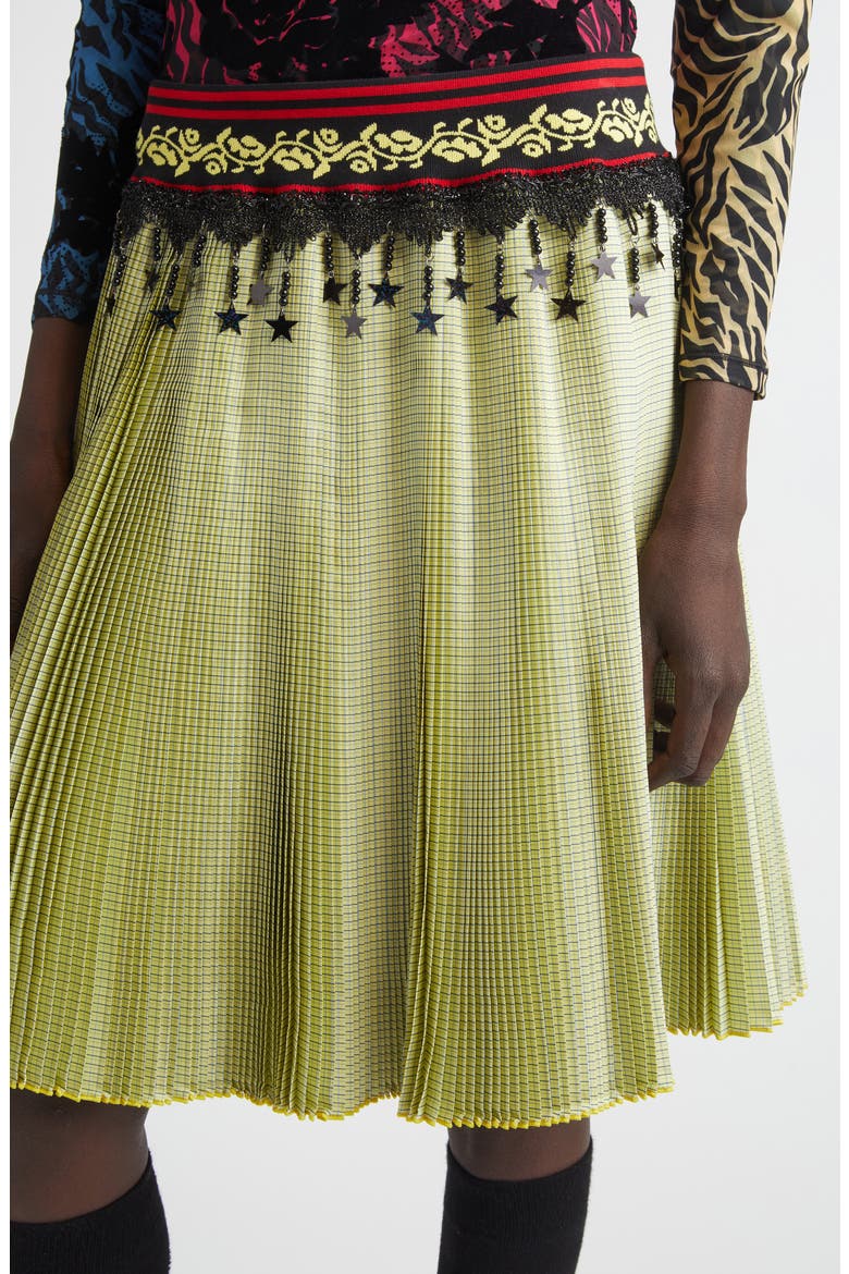 Stacey Pleated Plaid Skirt, Alternate, color, YELLOW MULTI