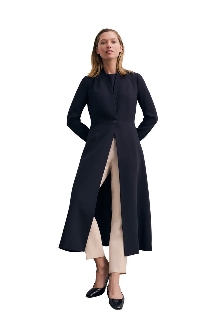 Finchley Crepe Coat, Main, color, Navy