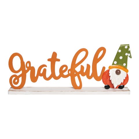 Wood Orange Harvest Grateful Gnome Decor