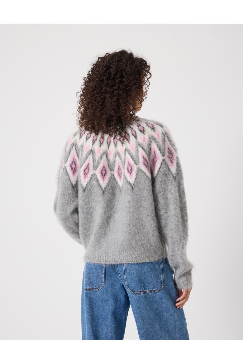 Brushed Fair Isle Mohair Blend Sweater, Alternate, color, Light Grey Marl
