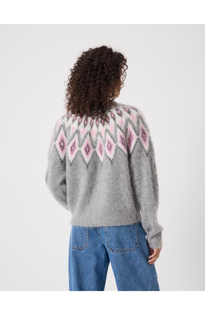 Hush Brushed Fair Isle Mohair Blend Sweater, Alternate, color, Light Grey Marl