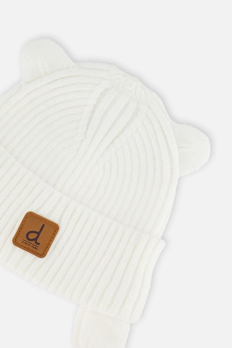 Knit Bear Ears Tie Strings Hat, Alternate, color, Off-White