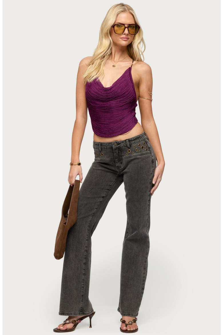 Grommet Straight Leg Jeans, Alternate, color, BLACK-WASHED