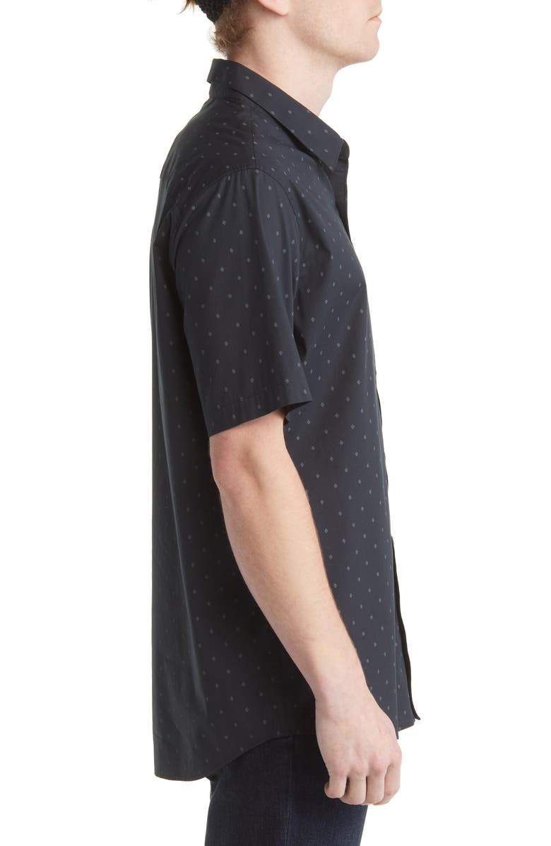 TravisMathew Better Not Diamond Print Short Sleeve Button-Up Shirt, Alternate, color, 