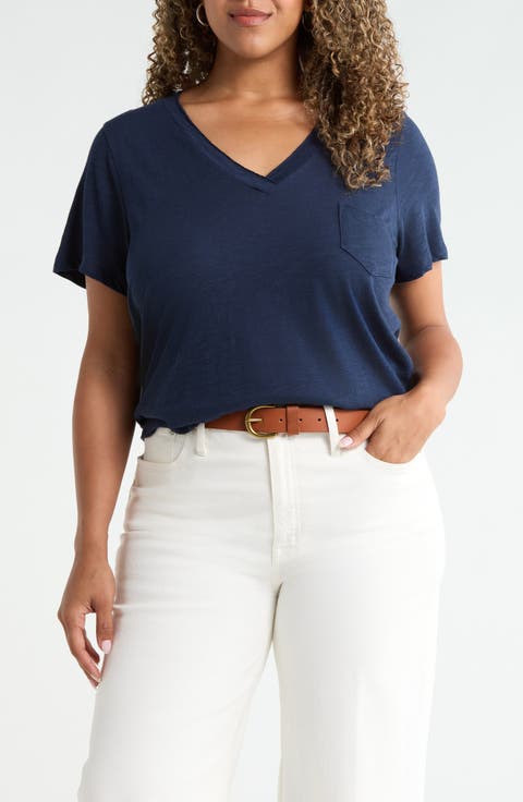 Short Sleeve Cotton & Modal V-Neck Pocket T-Shirt