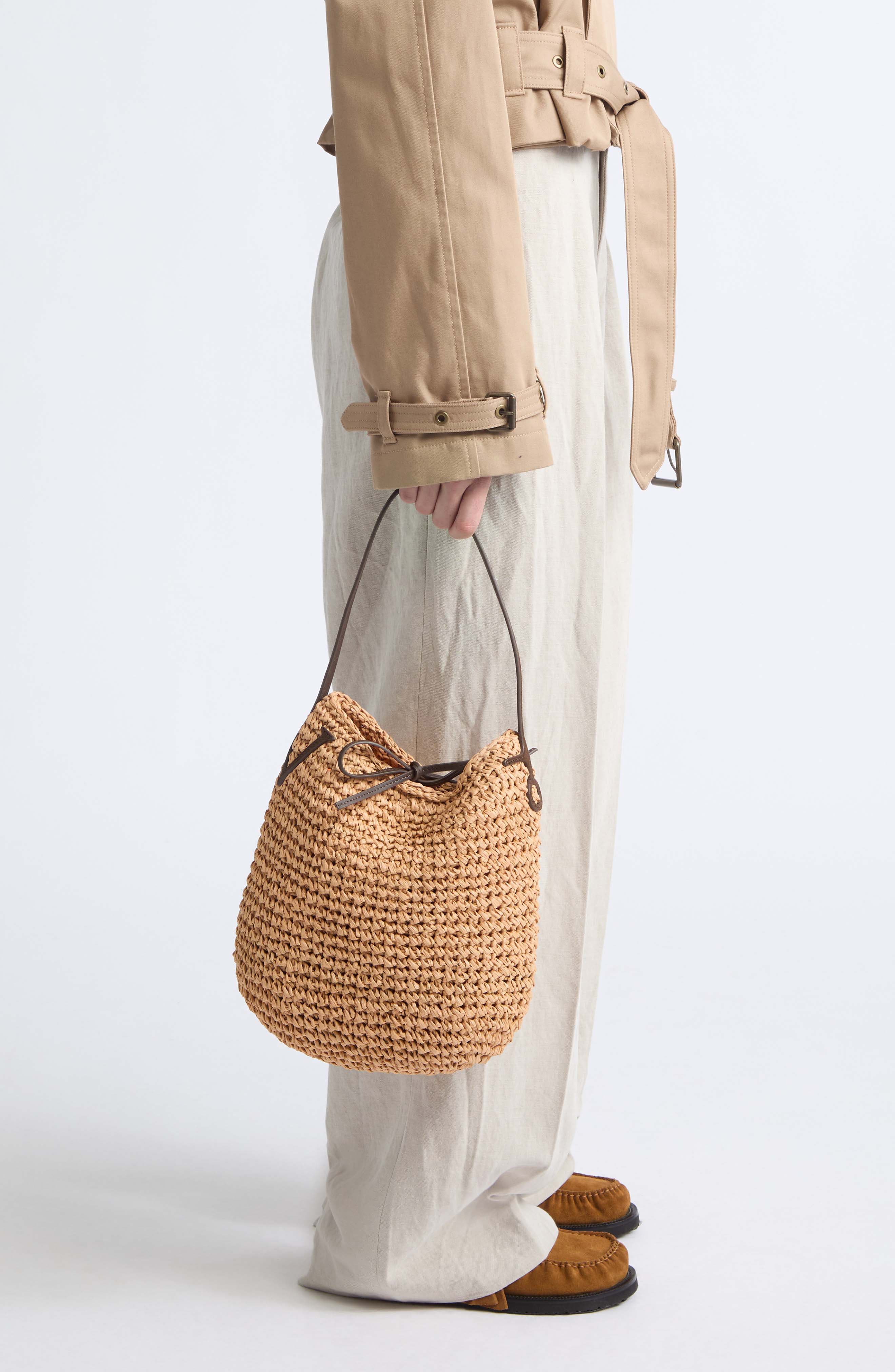 Small Raffia Bulb Hobo Bag, Alternate, color, NATURAL/ BROWN 094