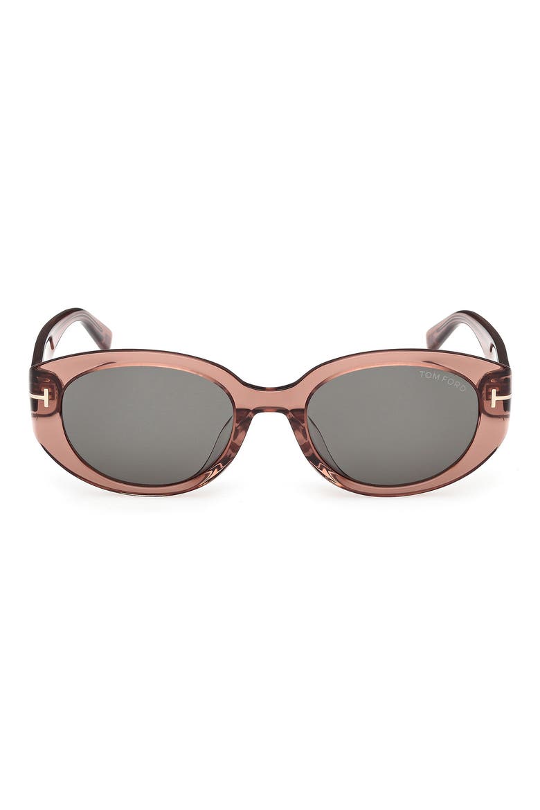 54mm Oval Sunglasses, Main, color, SHINY DARK BROWN / SMOKE