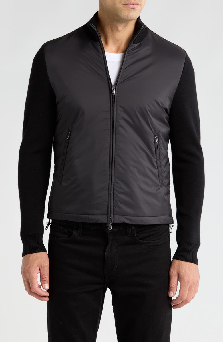 Bruno Magli Wool & Nylon Zip Jacket, Main, color, Black