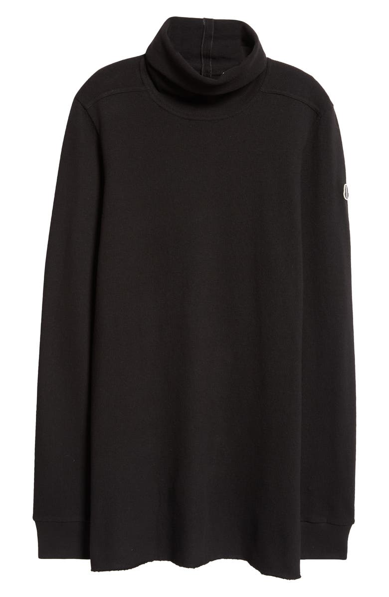 Moncler x Rick Owens Long Sleeve Cotton Rib Turtleneck Top, Alternate, color, 
