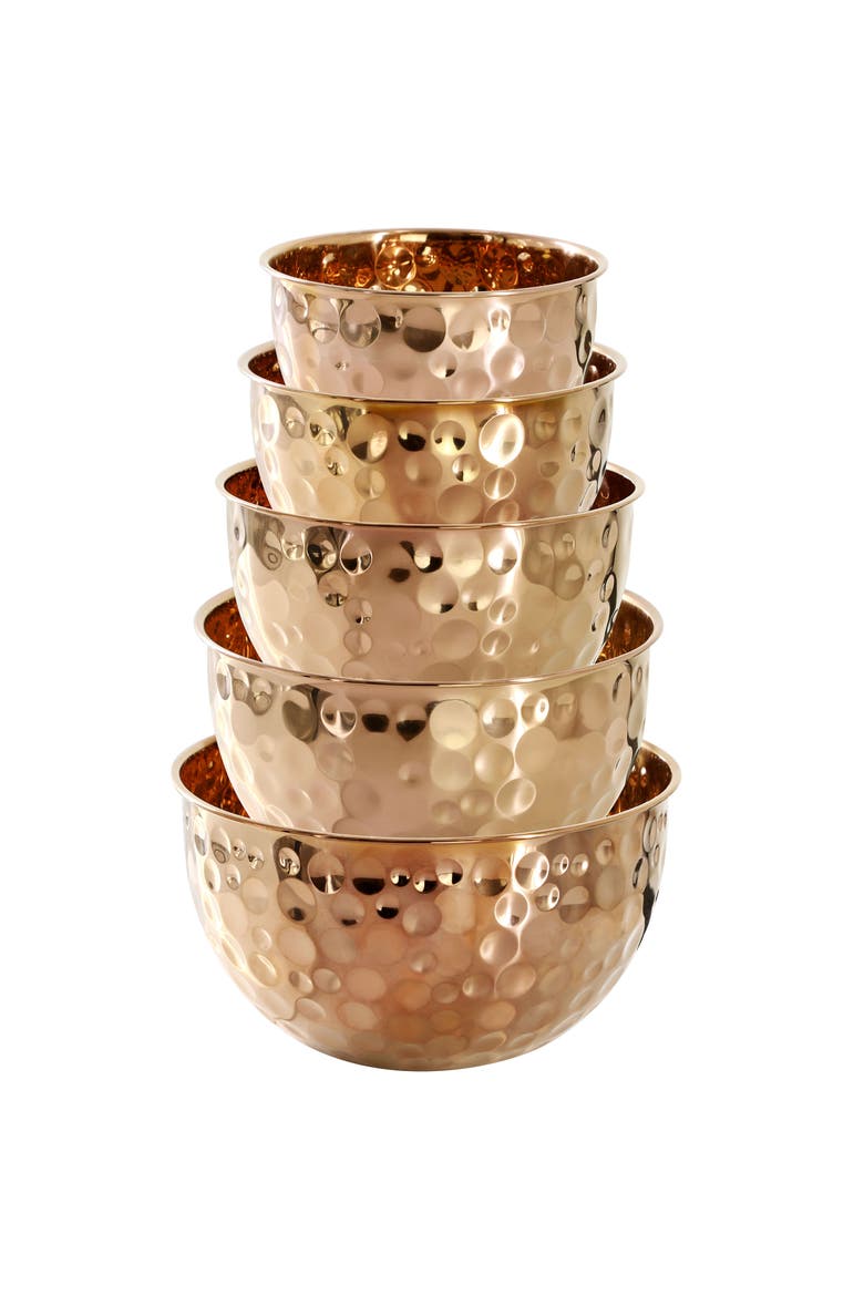 5 Piece Stainless Steel Serving Bowl Set, Alternate, color, Copper