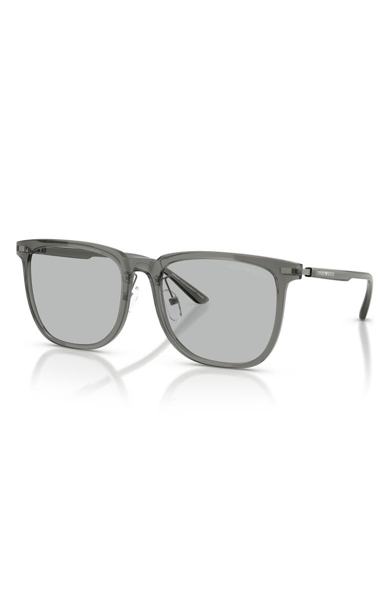 Emporio Armani 56mm Irregular Sunglasses, Alternate, color, Shiny Grey / Light Grey