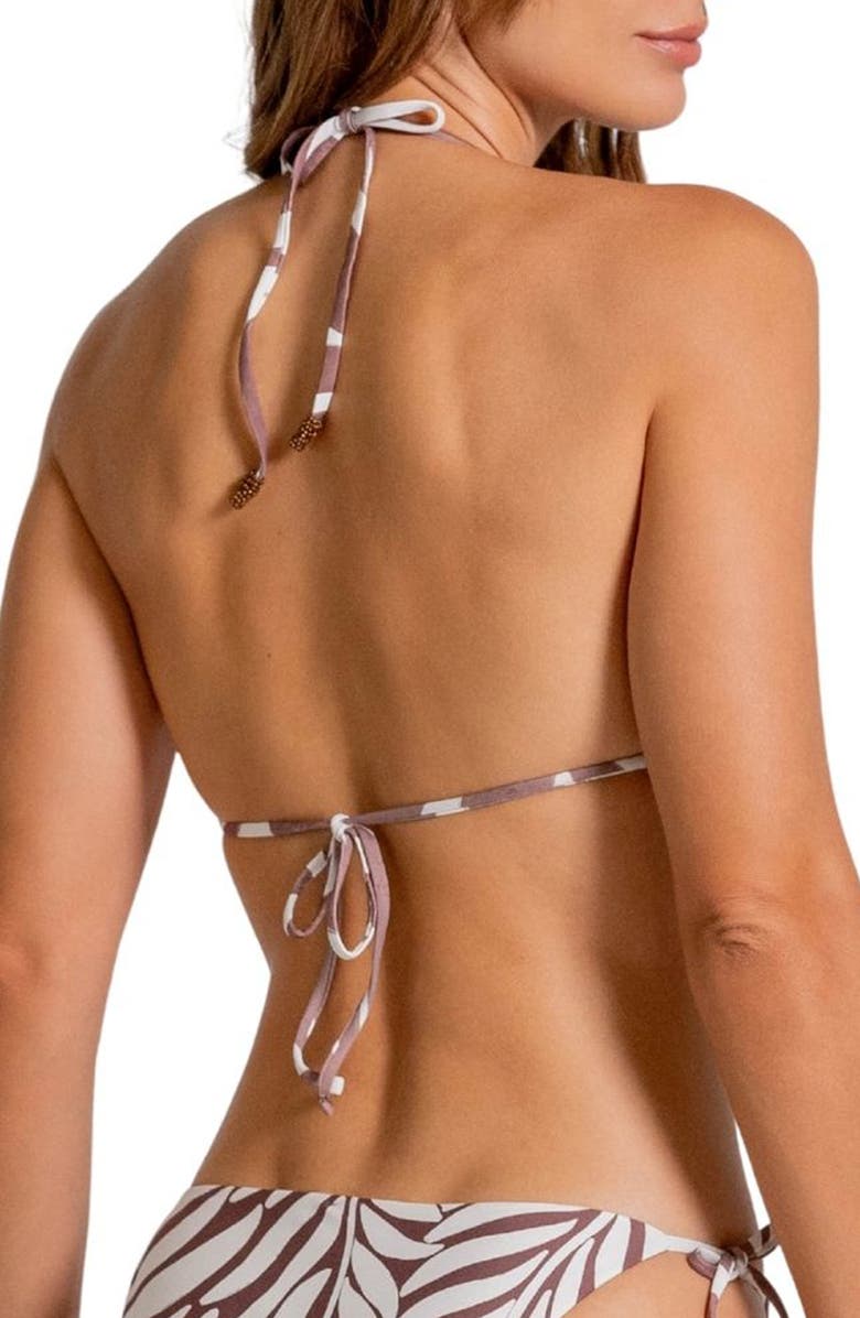 Cosita Linda Bead Trim Triangle Bikini Top, Alternate, color, Vanilla Custard