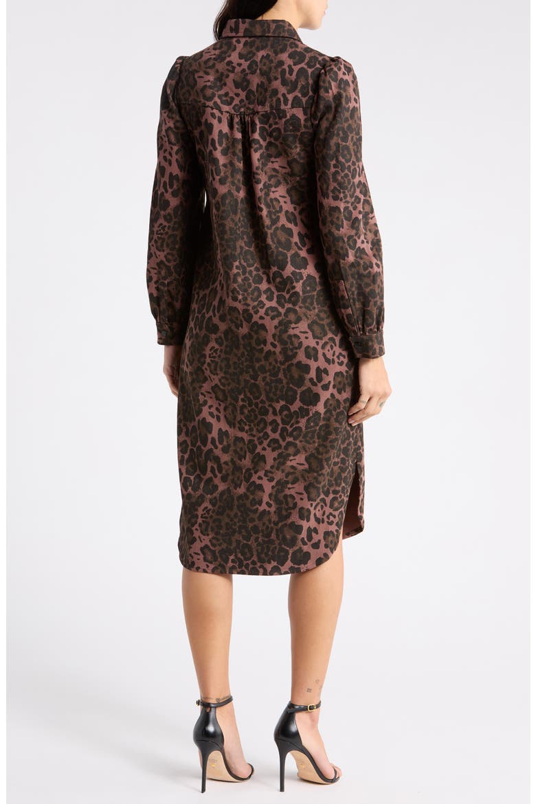 Marlowe Long Sleeve Shirtdress, Alternate, color, LEOPARD TWILL