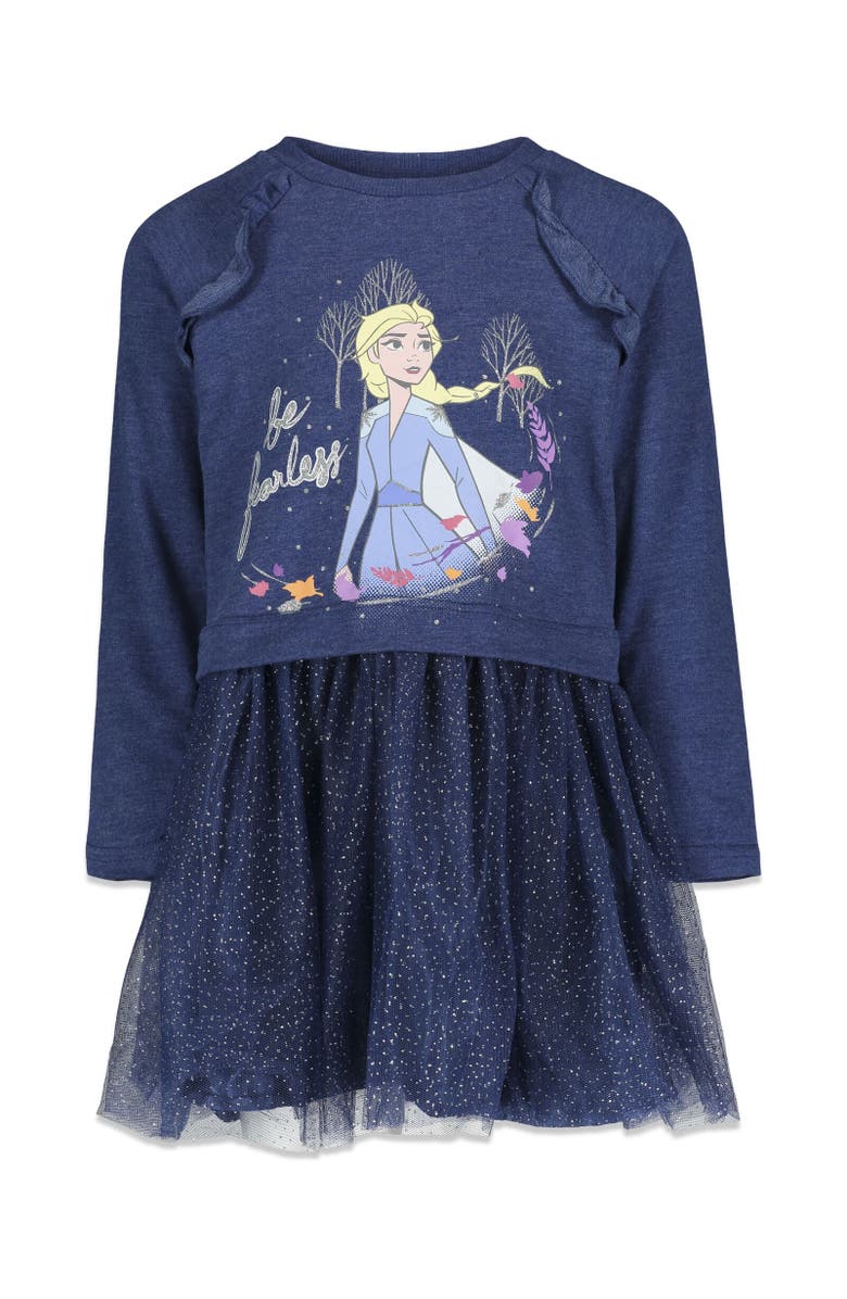 Disney Long Sleeve Tulle Dress, Main, color, Queen Elsa Purple Purple