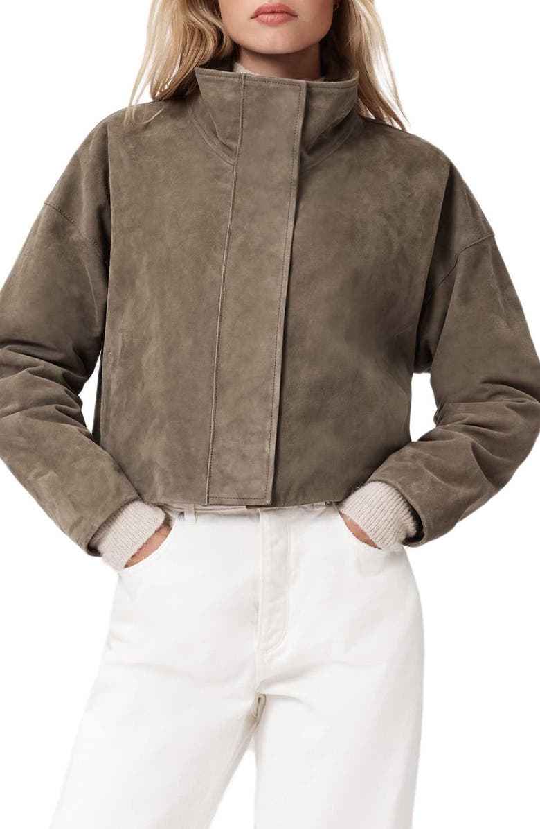 AllSaints Ryder Suede Jacket, Main, color, Fawn Brown