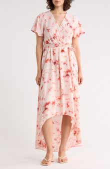WEST K Faux Wrap High Low Midi Dress