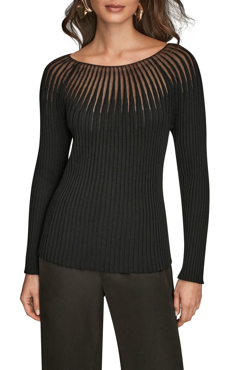 Donna Karan New York Mixed Media Knit Top, Main, color,