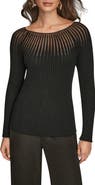 Donna Karan New York Mixed Media Knit Top