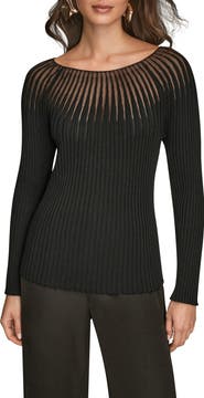 Donna Karan New York Mixed Media Knit Top