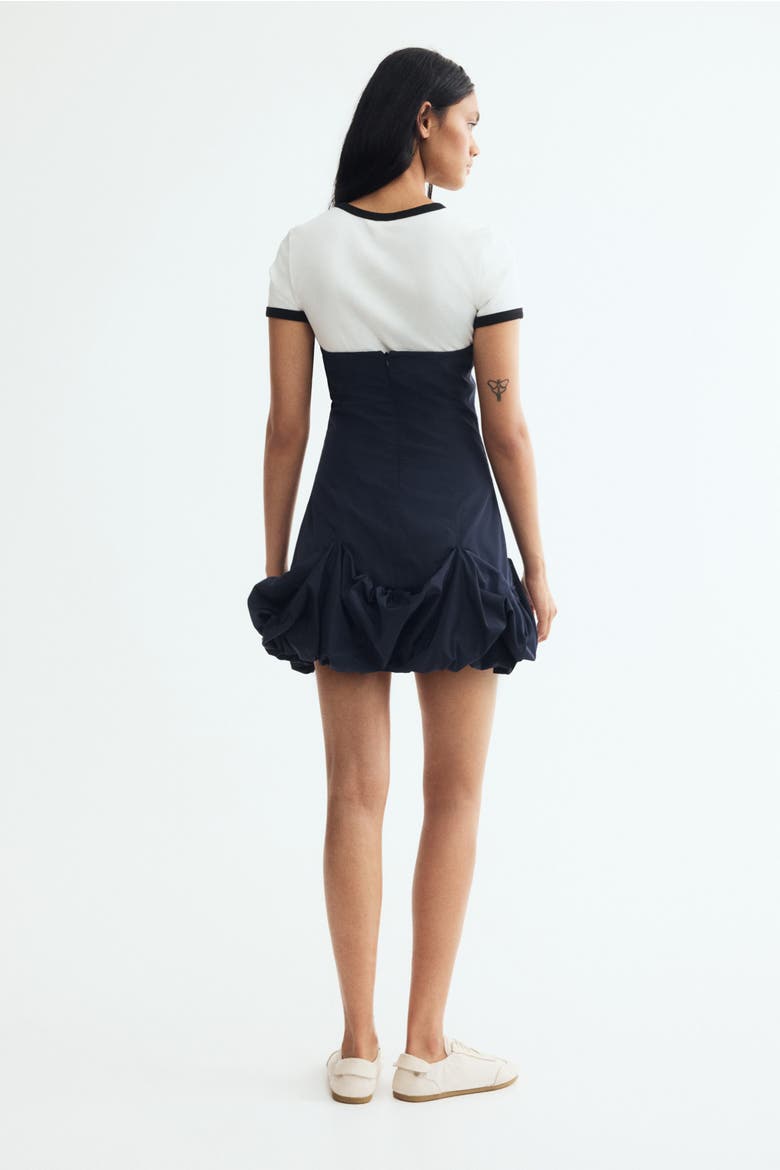 Bubble-Hem Bandeau Dress, Alternate, color, Navy blue