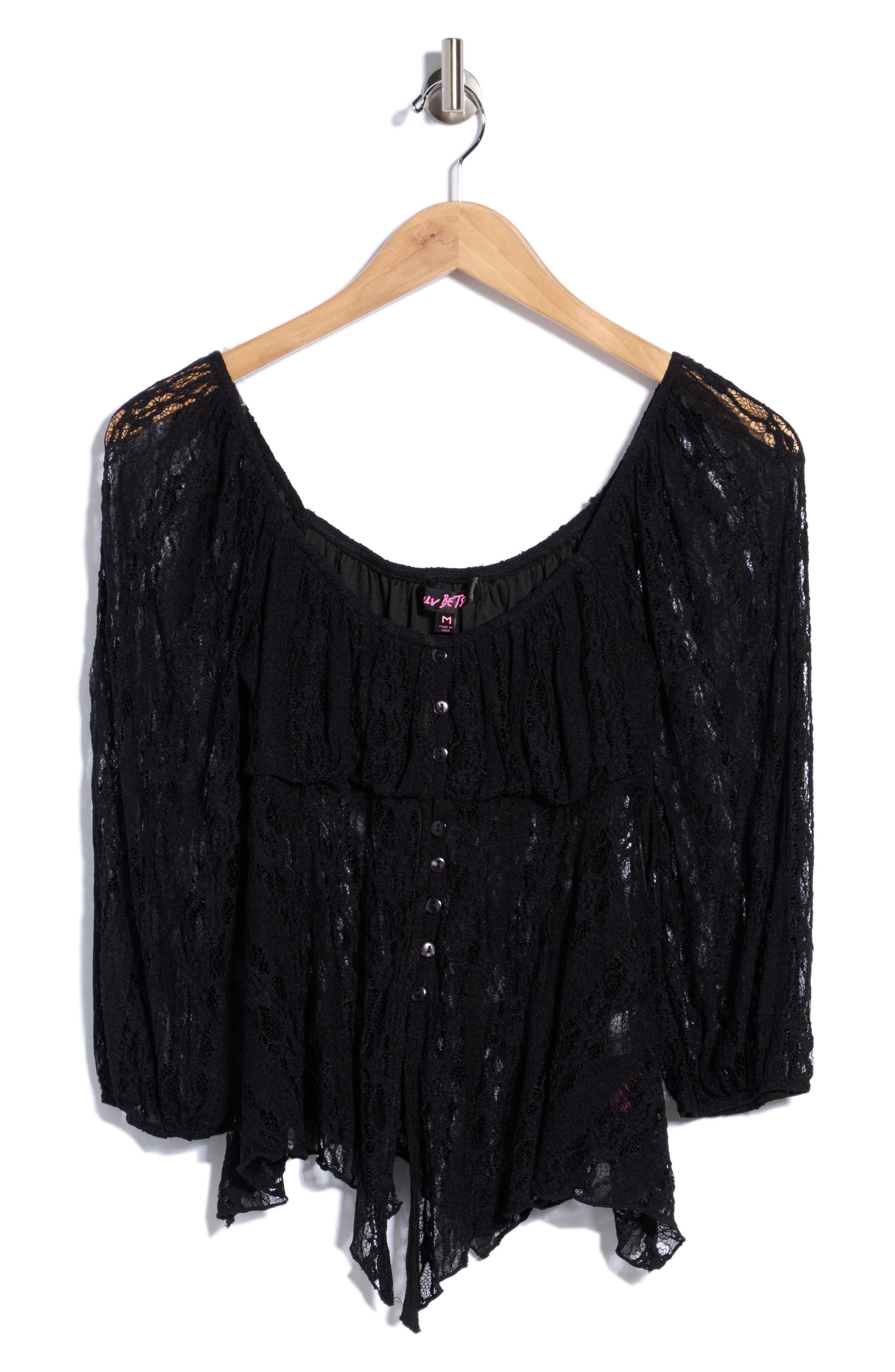 Empire Waist Three-Quarter Sleeve Lace Top