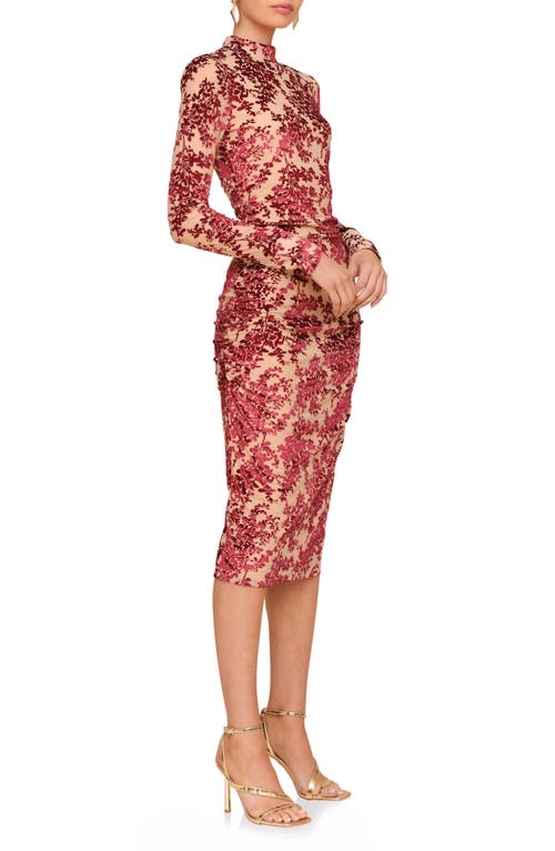 Avec Les Filles Women's Velvet Burnout Bodycon Dress In Burgundy