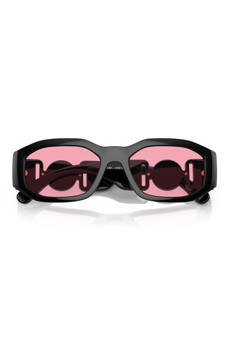 Biggie 53mm Round Sunglasses, Alternate, color, BLACK RED