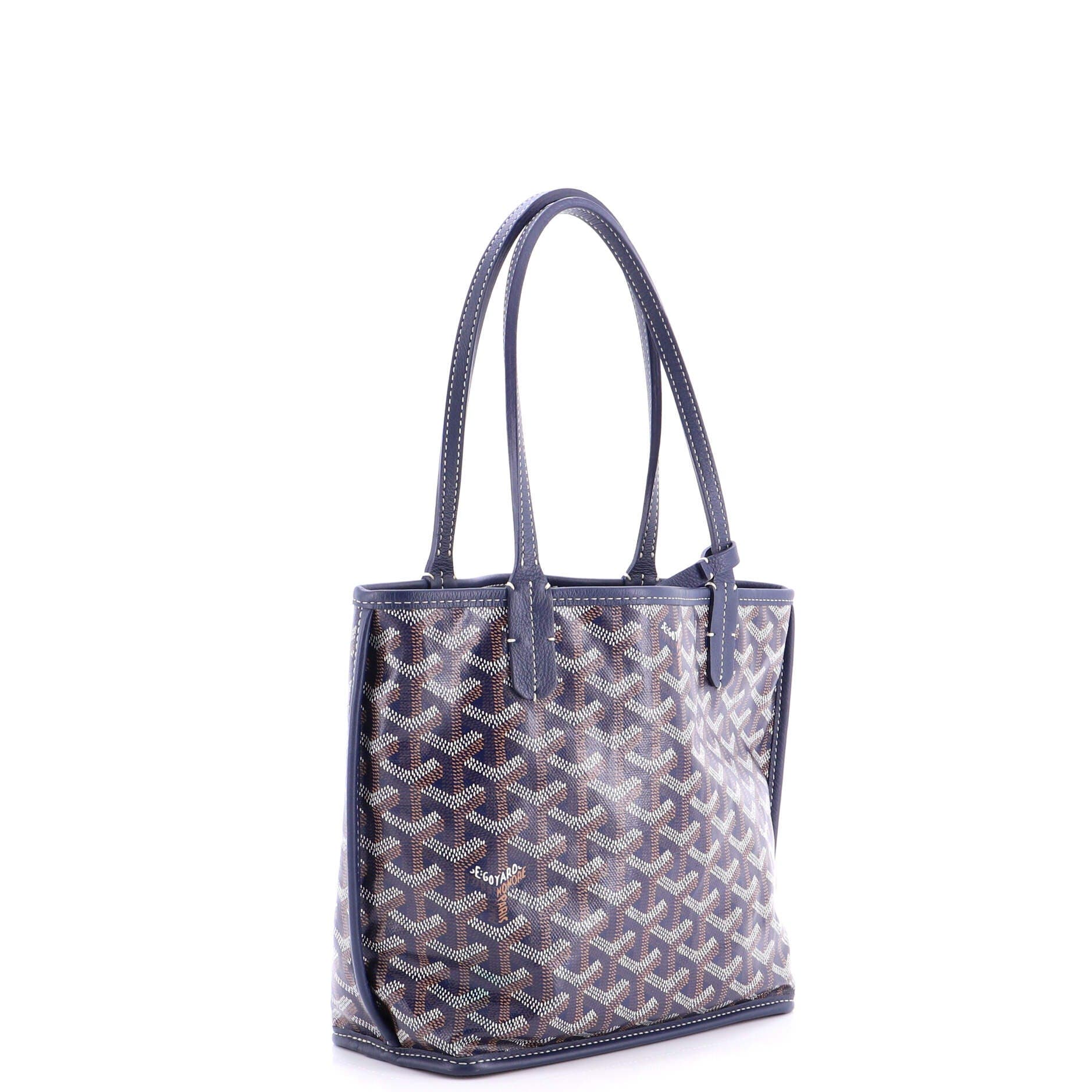 Pre-Owned Goyard Anjou Reversible Tote Coated Canvas Mini, Alternate, color, Blue
