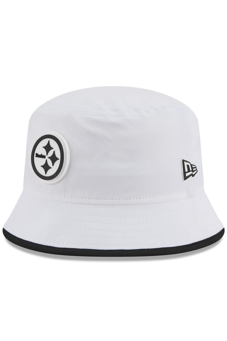 Men's New Era  White Pittsburgh Steelers 2025 NFL Training Camp Stretch Bucket Hat, Main, color, White