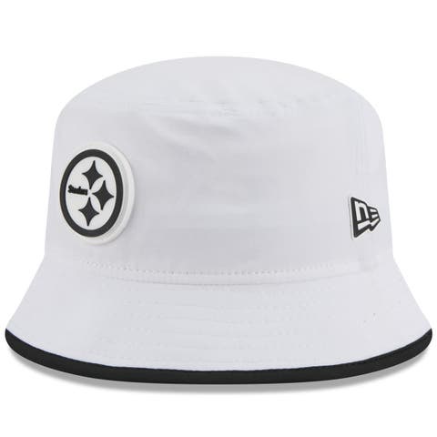Men
s New Era  White Pittsburgh Steelers 2025 NFL Training Camp Stretch Bucket Hat