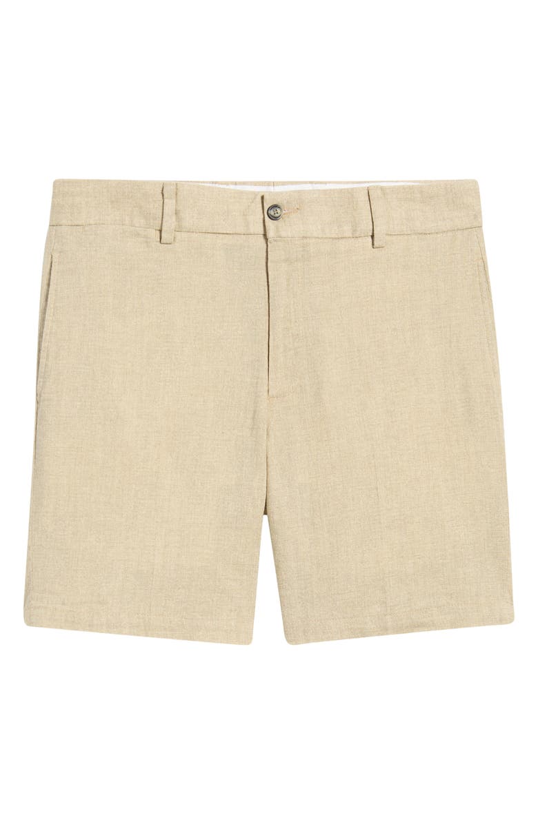 Berle Solid Linen Look Flat Front Cotton Shorts, Main, color, Tan