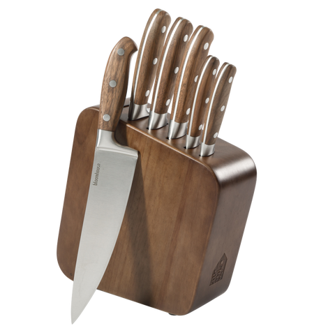 Italian Walnut Forged German Steel Knife Block Set