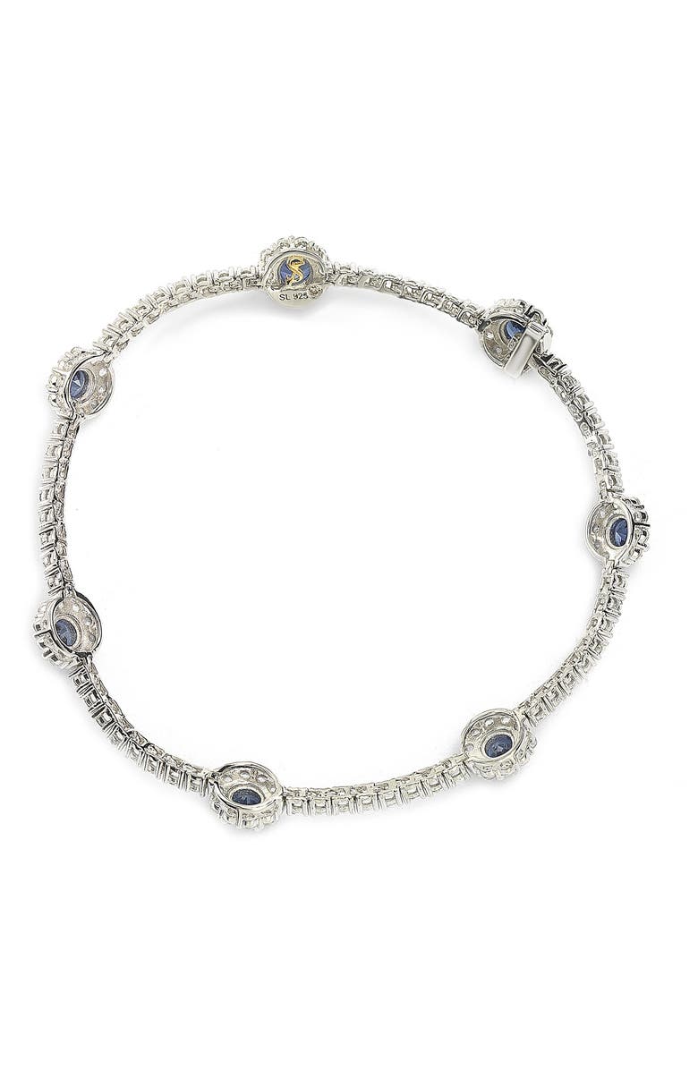 SUZY LEVIAN Sterling Silver & Sapphire Halo Tennis Bracelet, Alternate, color,
