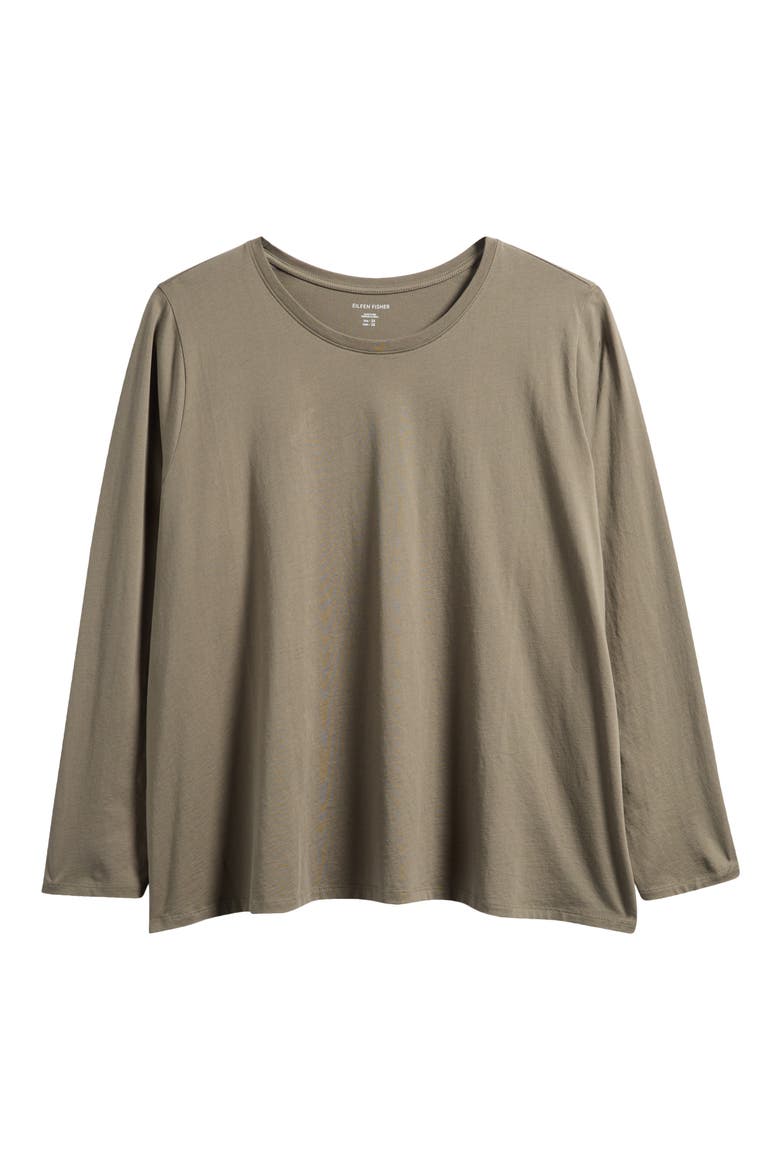 Long Sleeve Cotton Crewneck Top, Alternate, color, BAY LEAF