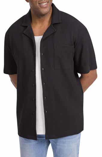 Weaver Relaxed Fit Textured Cotton Knit Button-Up Shirt