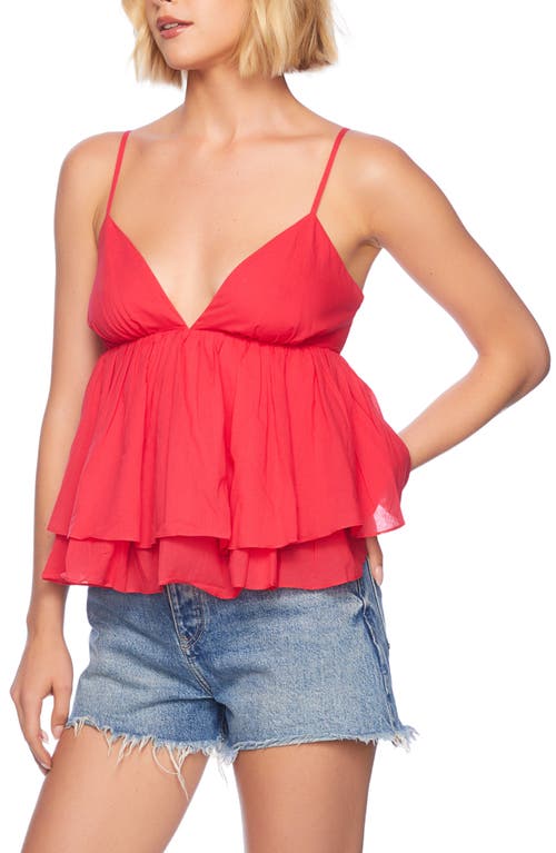 Susana Monaco Tiered Cotton Voile Babydoll Camisole In Red