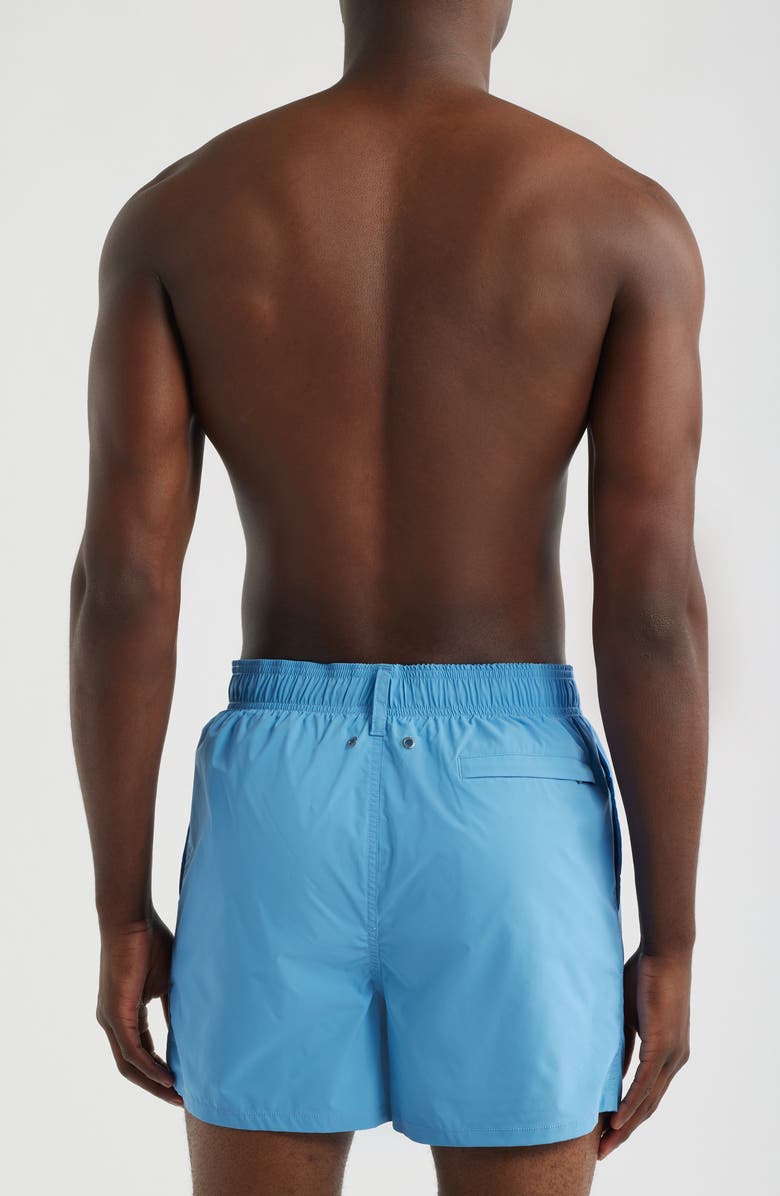Bugatchi Zane Mid Length Print Swim Trunks, Alternate, color, Classic Blue