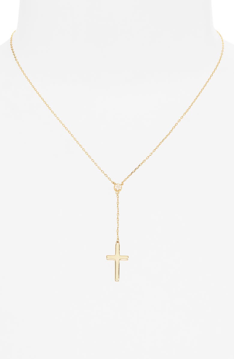 ARGENTO VIVO Pavé Circle Cross Lariat Necklace, Alternate, color, Gold