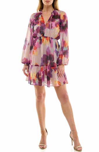 Socialite Tie Neck Long Sleeve Dress