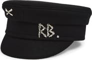 Ruslan Baginskiy Crystal Embellished Wool Baker Boy Cap