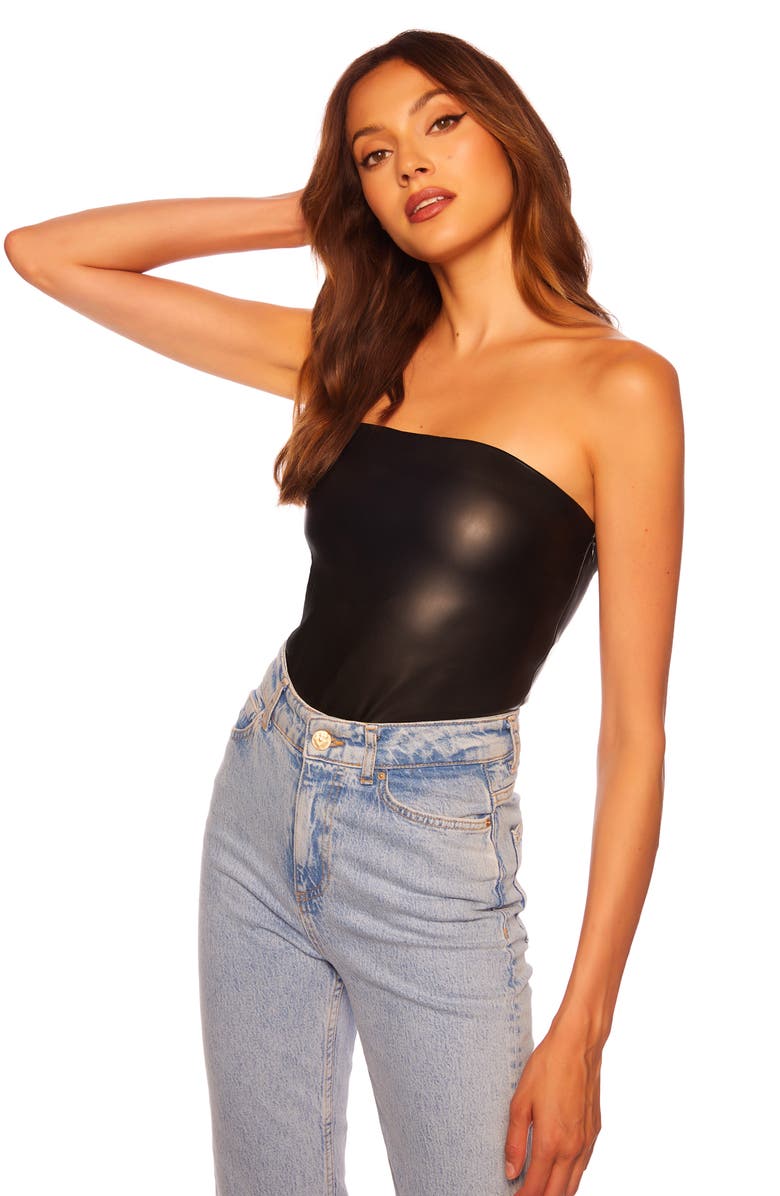 Susana Monaco Faux Leather Tube Top, Alternate, color,