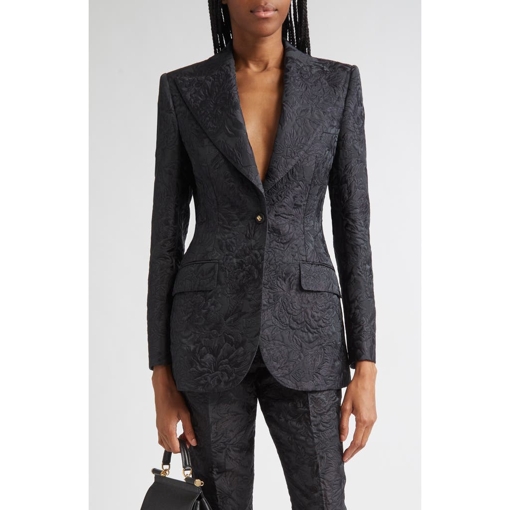 Dolce & Gabbana Single-breasted Jacquard Blazer In Black