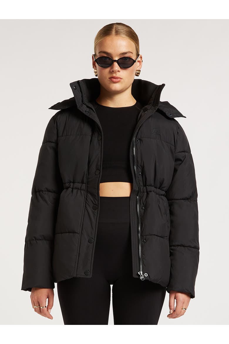 Nova Longline Hooded Puffer Coat, Main, color, Black
