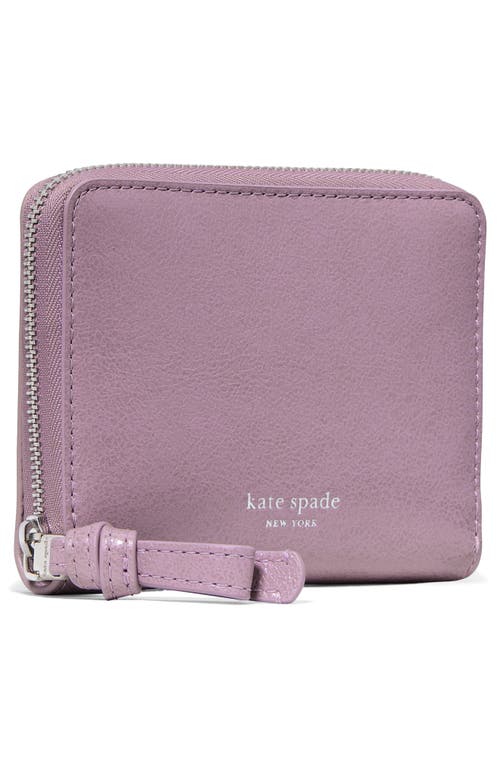 Kate Spade New York Loop Small Glazed Leather Zip Wallet In Purple