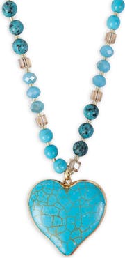 SAACHI Beaded Heart Pendant Necklace