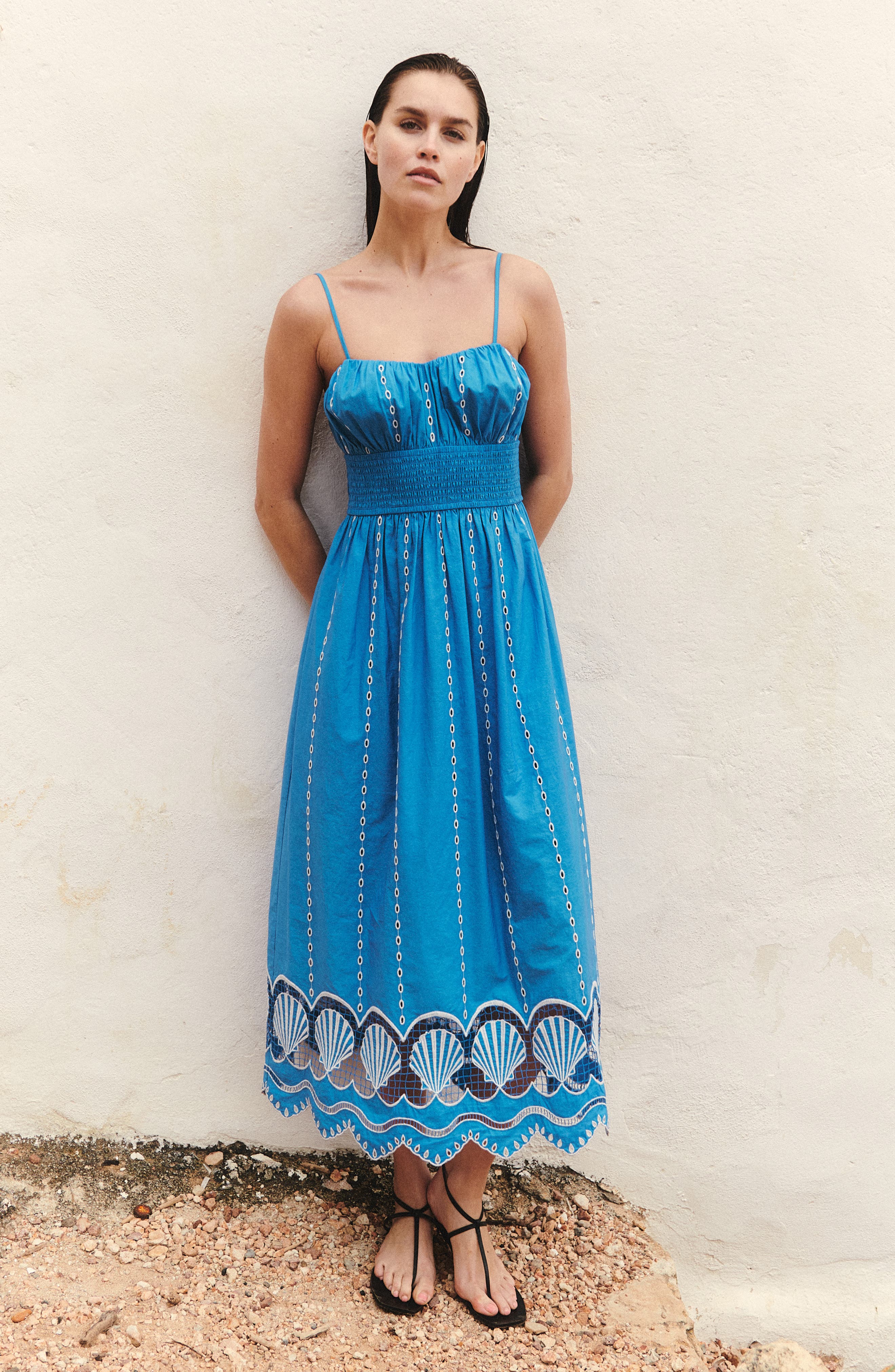 Murano Embroidered Eyelet Cotton Sundress - image 2