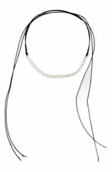 SAACHI Faux Pearl Leather Wrap Choker Necklace