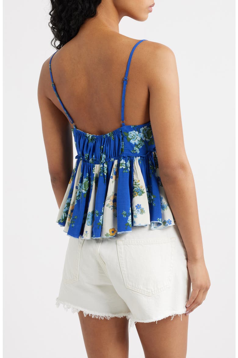Tillie Floral Plunge Neck Babydoll Top, Alternate, color, BLUE COMBO
