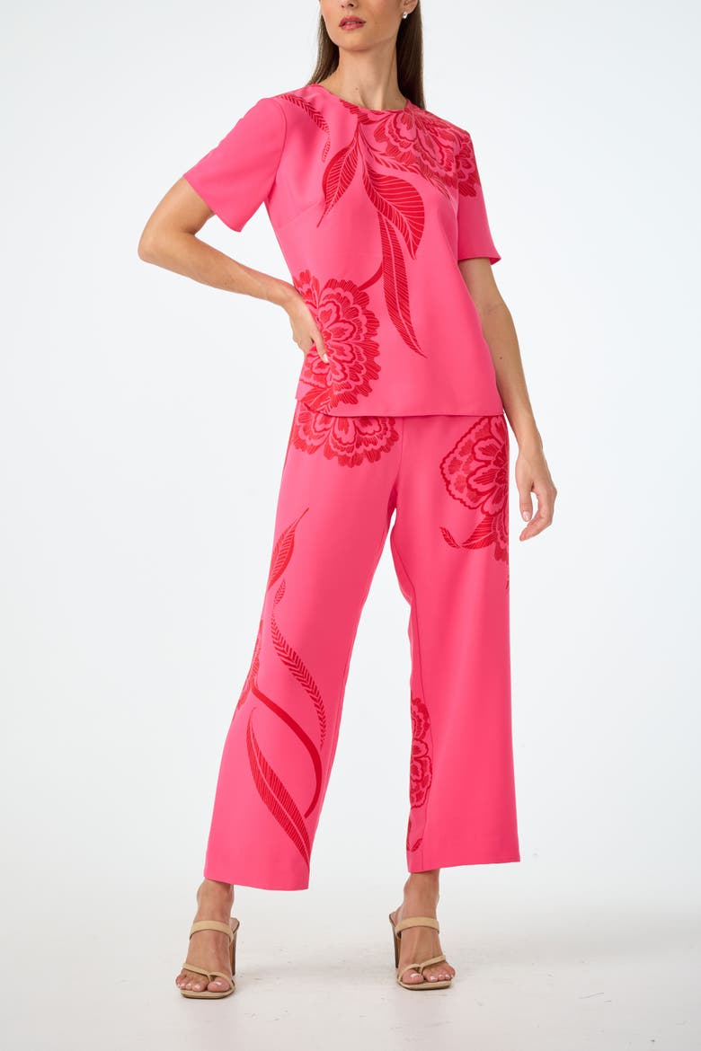 Sugarhill Short Sleeve Printed Top, Alternate, color, Rosewater/Reina Red