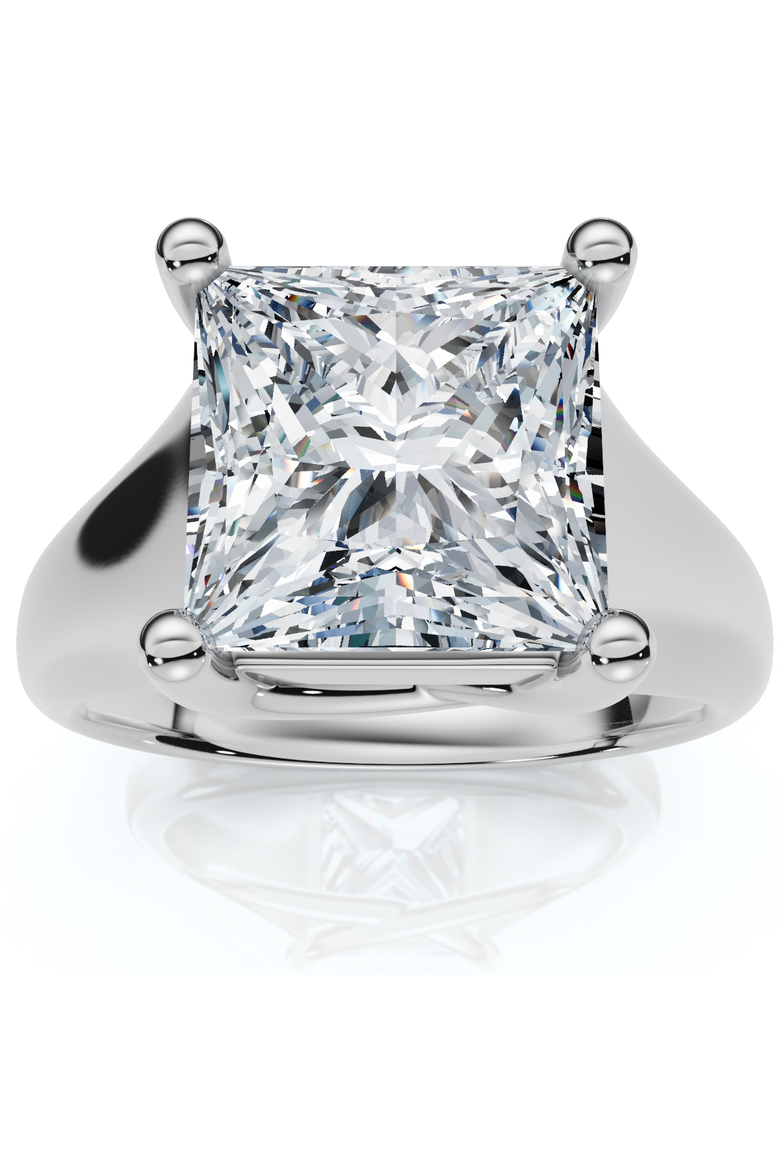 Certified 3Ct Celestia Princess Cut Diamond Engagement Ring 14k Gold Lab Grown, Main, color, 14k White Gold